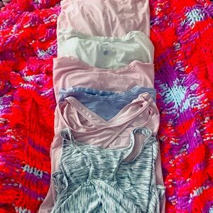 LOT OF 6 LONG & SHORT SLEEVE SIZE 12 LULULEMON TOPS BEAUTIFUL LIGHT COLORS